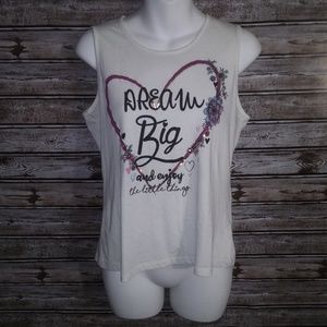 NWOT SELF ESTEEM BRAND WHITE "DREAM BIG" TANK